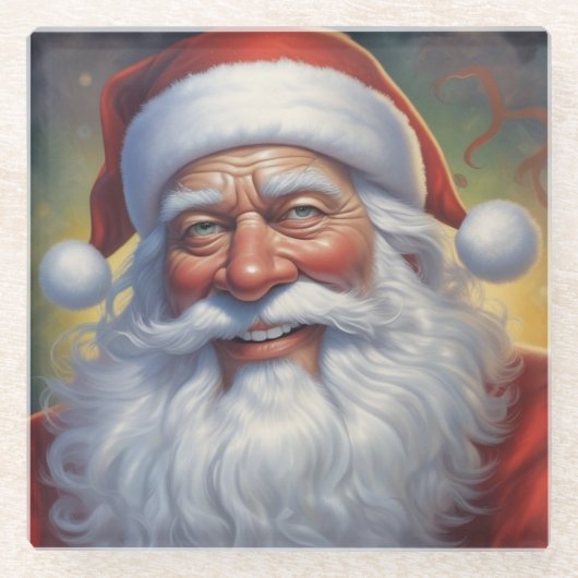 Dessous-de-verre En Verre Santa Clause Joyeux Noël Bonne année (Devant)