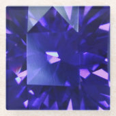 Dessous-de-verre En Verre Saphir bleu 2 (Devant)