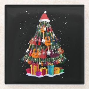 Dessous-de-verre En Verre Sapin de Noël drôle en guitare