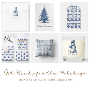 Dessous-de-verre En Verre Sapin de Noël en bleu de Delft, personnalisable