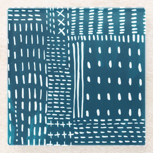 Dessous-de-verre En Verre Sashiko Stitches (Devant)