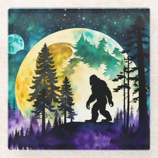 Dessous-de-verre En Verre Sasquatch pleine lune (Devant)