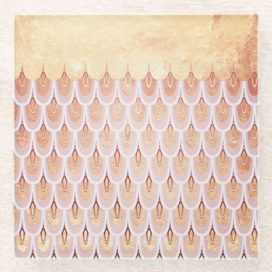 Dessous-de-verre En Verre Saumon brillant Parties scintillant rose Sirène éc (Devant)