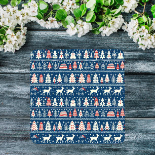 Dessous-de-verre En Verre Scandinave Marine Bleu renne de Noël nordique