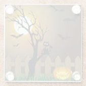 Dessous-de-verre En Verre Scène de jardin d'Halloween effrayant (Dos)