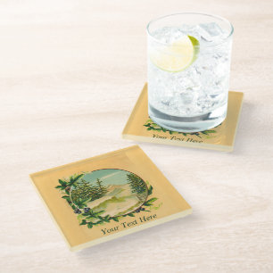 Dessous-de-verre En Verre Scène de montagne rustique