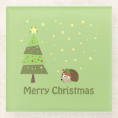 Dessous-de-verre En Verre Scène de Noël de Hérisson (Devant)