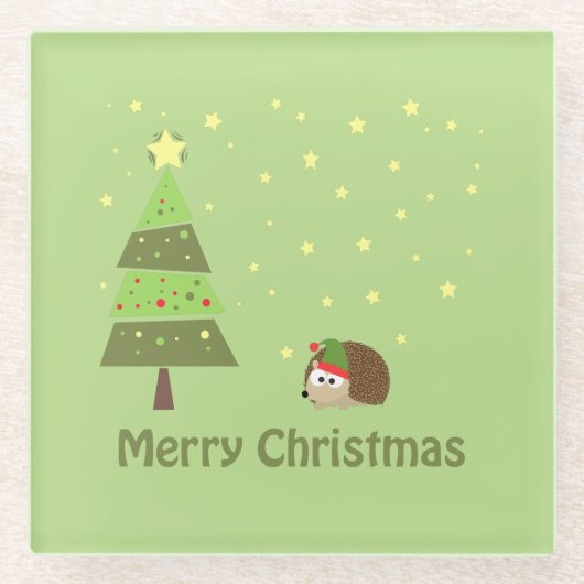 Dessous-de-verre En Verre Scène de Noël de Hérisson (Devant)