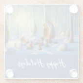 Dessous-de-verre En Verre Scène fantasque de la forêt de Noël (Dos)