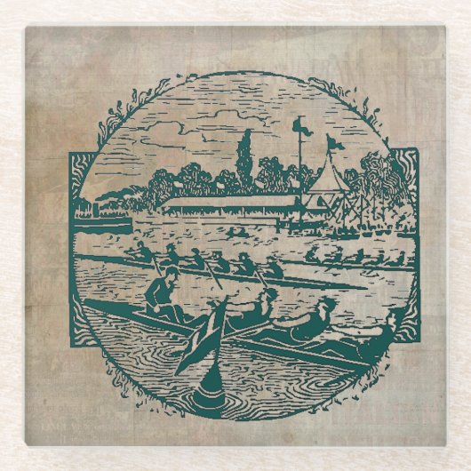Dessous-de-verre En Verre Scène vintage d'aviron (Devant)