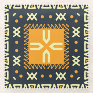 Dessous-de-verre En Verre Schawl Design : Carré indien Batik.