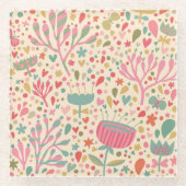 Dessous-de-verre En Verre Schéma floral clair (Devant)