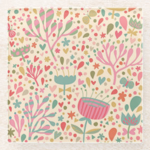 Dessous-de-verre En Verre Schéma floral clair