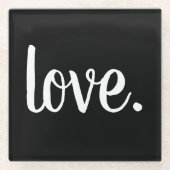 Dessous-de-verre En Verre script chic LOVE. | (Devant)