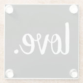 Dessous-de-verre En Verre script chic LOVE. | (Dos)