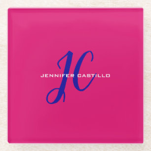 Dessous-de-verre En Verre Script de calligraphie professionnelle Monogramme 