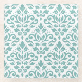 Dessous-de-verre En Verre Scroll Damask Teal Pattern (Devant)