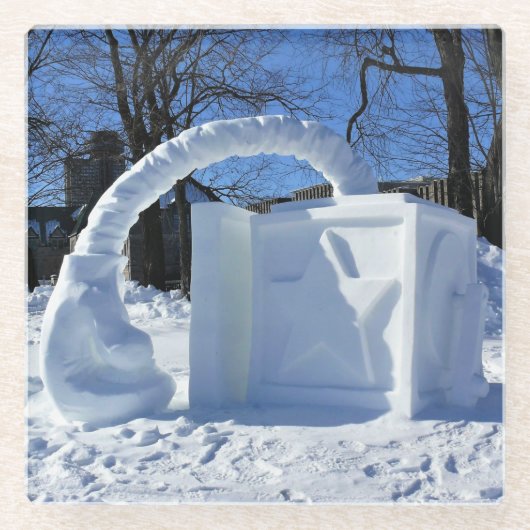 Dessous-de-verre En Verre Sculpture de neige, Québec, Canada (Devant)