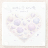 Dessous-de-verre En Verre Seashell Beach Valentine Anniversary Names (Dos)