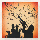 Dessous-de-verre En Verre Section Trumpet Jazz Musique Orange Rust (Devant)