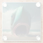 Dessous-de-verre En Verre Shark sculpture on the beach (Dos)