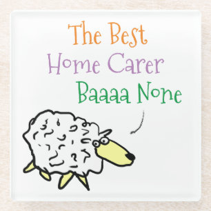 Dessous-de-verre En Verre Sheep Design for a Home Carer Glass Coaster