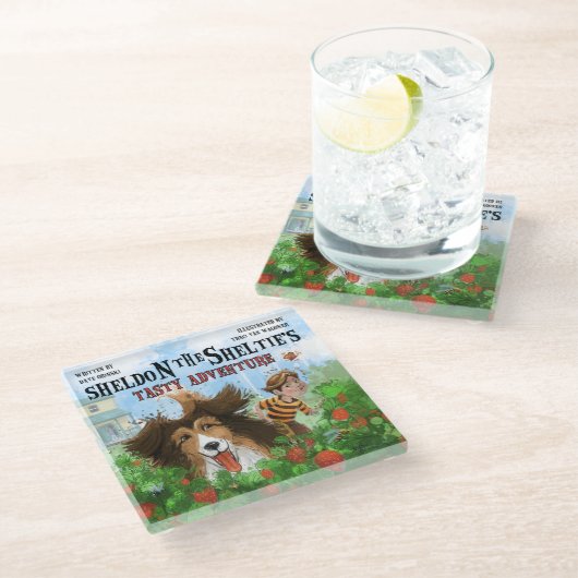 Dessous-de-verre En Verre Sheldon le Sheltie (Incliné)