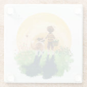 Dessous-de-verre En Verre Sheltie Dog and Boy Walk in Sunset (Dos)