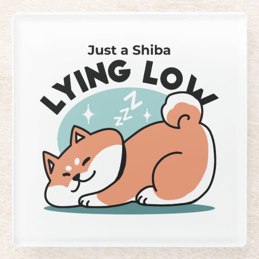 Dessous-de-verre En Verre Shiba Inu Art : Juste un Shiba Lying Low (Devant)