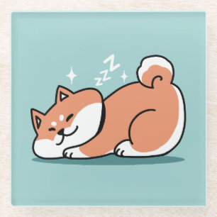 Dessous-de-verre En Verre Shiba Inu Art : Juste un Shiba Lying Low