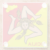 Dessous-de-verre En Verre Sicilia Trinacria Sicilian Flag design (Dos)