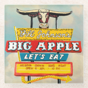 Dessous-de-verre En Verre Signe américain de restaurant du bord de la route