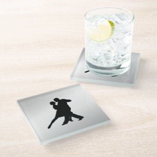 Dessous-de-verre En Verre Silhouette de danseurs de Tango 2 Argent