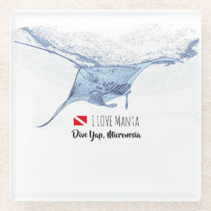 Dessous-de-verre En Verre Silhouette de rayon de Manta