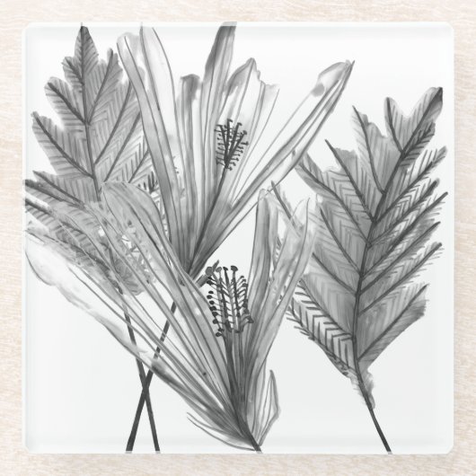 Dessous-de-verre En Verre Silhouette florale - Gris (Devant)