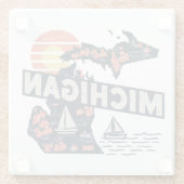 Dessous-de-verre En Verre Silhouette rétro du Michigan (Dos)