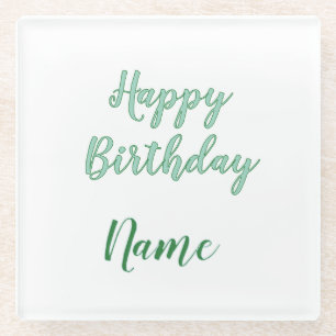 Dessous-de-verre En Verre simple joyeux anniversaire minimal ajoutez votre n
