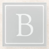 Dessous-de-verre En Verre Simple Light Grey monogram (Devant)