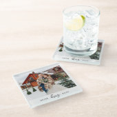 Dessous-de-verre En Verre Simple Love Script Personnalisé Couple Photo (Incliné)