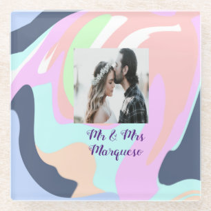 Dessous-de-verre En Verre simple minimal add your name photo pastel paint ef