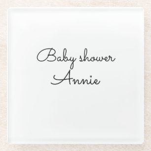 Dessous-de-verre En Verre simple minimal ajoutez votre nom texte baby shower