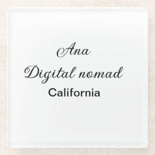 Dessous-de-verre En Verre Simple minimal ajoutez votre nom texte lieu califo