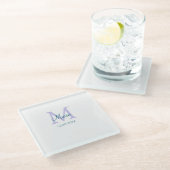 Dessous-de-verre En Verre simple minimum ajouter nom monogramme violet vert  (Incliné)
