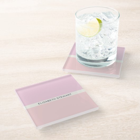 Dessous-de-verre En Verre Simple moderne rose clair et corail (Incliné)