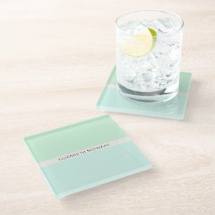 Dessous-de-verre En Verre Simple Moderne Vert Menthe et Aqua