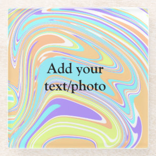 Dessous-de-verre En Verre Simple rose bleu orange jaune abstrait ajouter nom