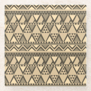 Dessous-de-verre En Verre Simple Tribal Art Motif brun