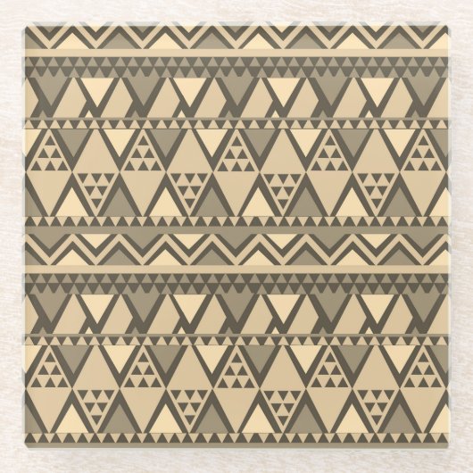Dessous-de-verre En Verre Simple Tribal Art Motif brun (Devant)