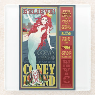 Dessous-de-verre En Verre sirène rouge d'île de lapin