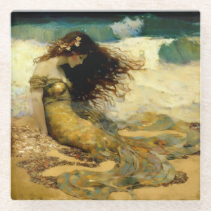 Dessous-de-verre En Verre Sirène sur les sables dorés